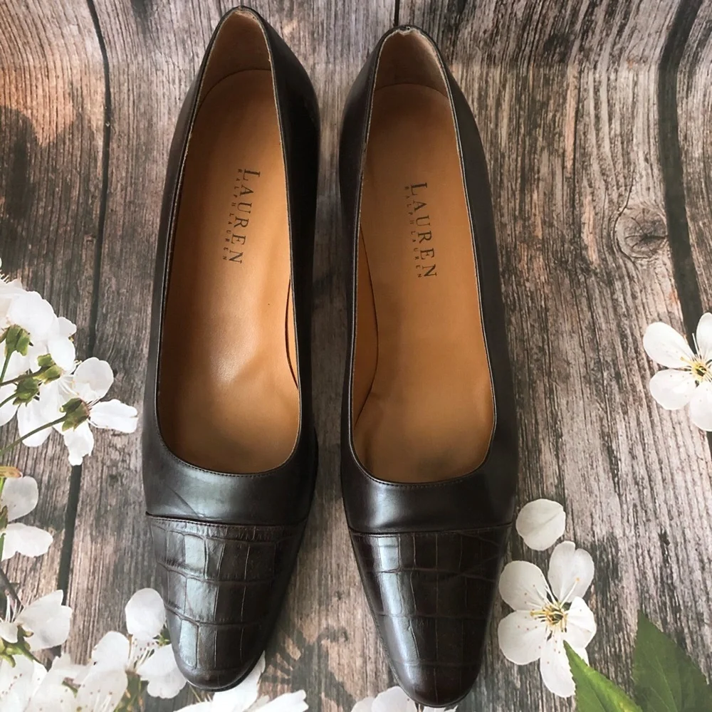 Lauren Ralph Lauren Brown Leather Heels - Picture 4 of 8